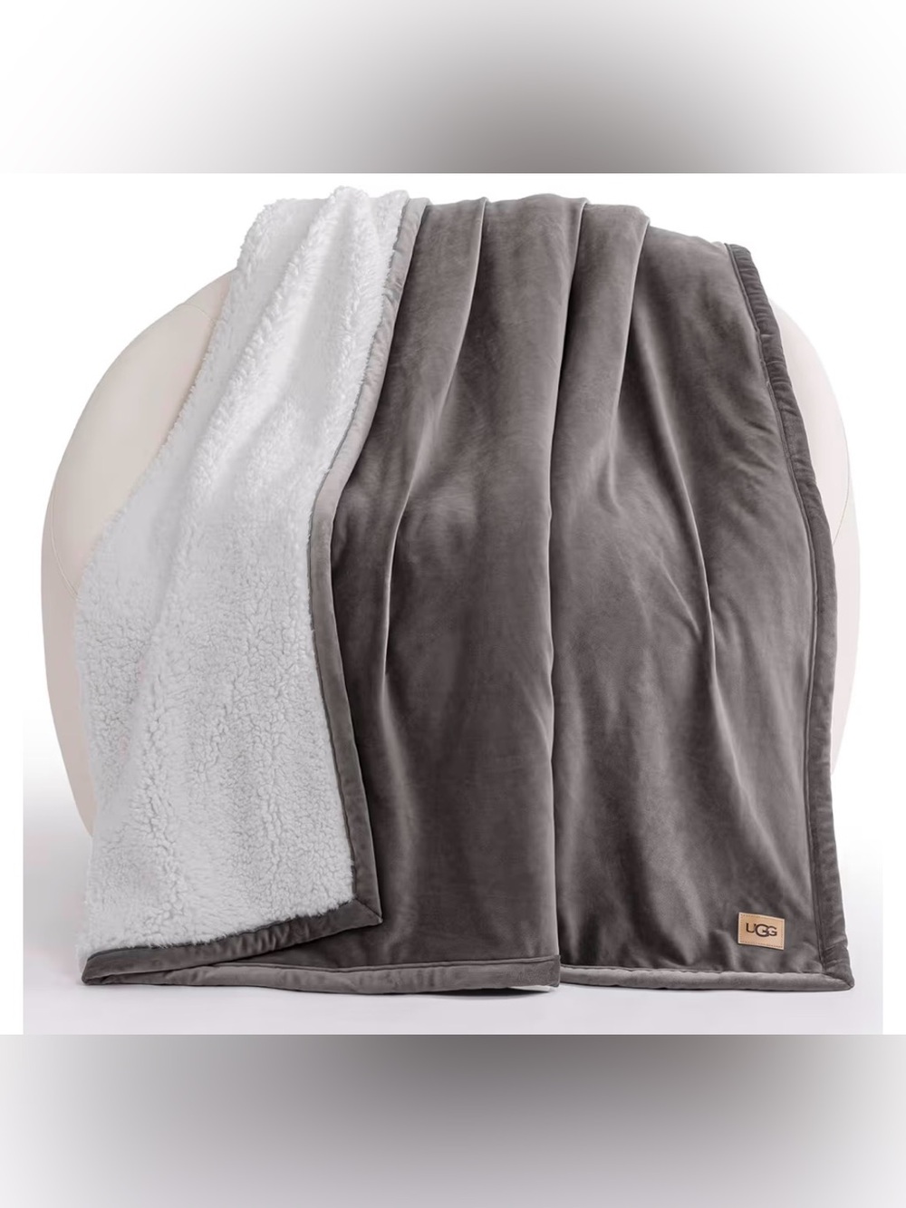 UGG Reversible Sherpa Throw Blanket in Gray and White